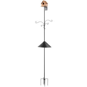 4-Hook Wild Bird Feeder Stand Pole, 92 Inch Bird Feeding Station Kit, 31/32 inch Diameter Bird House Hanging Hooks with Squirrel Guard Baffle