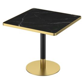 31.5" Square Modern Tulip Dining Table, Sintered Stone Tabletop with Luxury Faux Marble Print, Stainless Steel Bracket Base, Scratch & Wear Resis