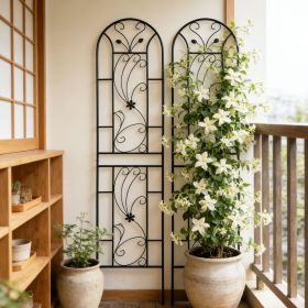 2 Pack Metal Garden Trellis 86.7" x 19.7" Rustproof Trellis for Climbing Plants Outdoor Flower Support Peacock Style Black