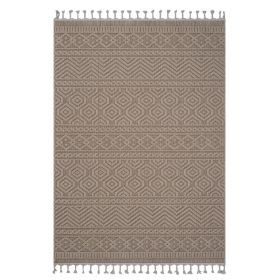 Guros Collection 4.X6.2 Mocha / Geometric Indoor/ Outdoor Area Rug Modern, Contemporary, Non-Shedding & Easy to Clean, Ideal for Living Room, Bed