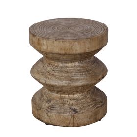 Afterglow Terrafab Material Outdoor Round Side Table, Natural Decorative Garden Stools, Unique End Table for Living Room Bedroom Patio Home Decor (Color: Light Brown Wooden, Material: Terrafab)