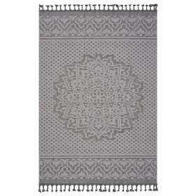 Guros Collection 4.X6.2 Gray / White / Medallion Indoor / Outdoor Area Rug Modern, Contemporary, Non-Shedding & Easy to Clean, Ideal for Living R (Color: as Pic)